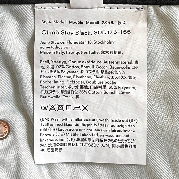 ACNE Studios Climb Jeans Skinny Ankle Crop in Stay Black 28 - Picture 10 of 17